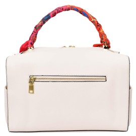 Womens Faux Leather Handbag Barrel Shape Shoulder Bag Georgia (White)
