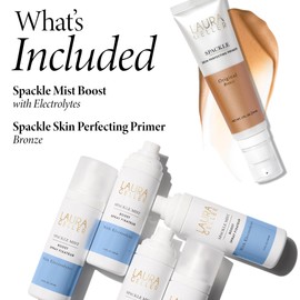 LAURA GELLER NEW YORK Prime-n-Set Duo: Spackle Primer + Spackle Mist Boost Setting Spray with Electrolytes (02 Bronze Glow + Electrolytes, 5.0 Fl Oz)