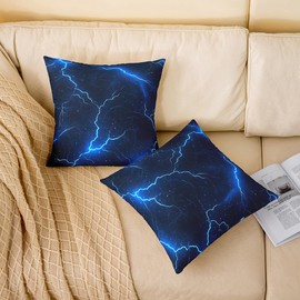 Loussiesd Blauer Blitz Cushion Covers, 50 x 50 cm, Children's Light Geometry Cushion Cover, Abstract Cushion Cover, Room Decor, Geometric Sofa Cushion, Couch Cushion, Set of 2