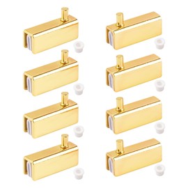 UFURMATE Glass Door Hinge Frameless Glass Door Hinges Clamp Adjustable Cabinet Hinge Clip Replacement Kit Fits 3-6mm Free Swing Glass Door (Gold)