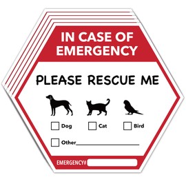 “in Case of Emergency Please Rescue Me Pet Rescue Decal Set, 5 Pack Pet Fire Rescue Stickers, Dog Inside Fire, Pet Alert Stickers for House, 5 x4.3 Inch.