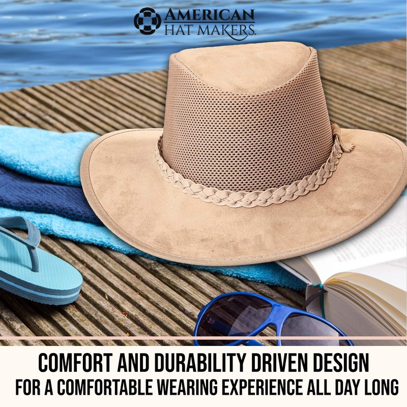 American Hat Makers Breeze Leather and Mesh Sun Hat for
