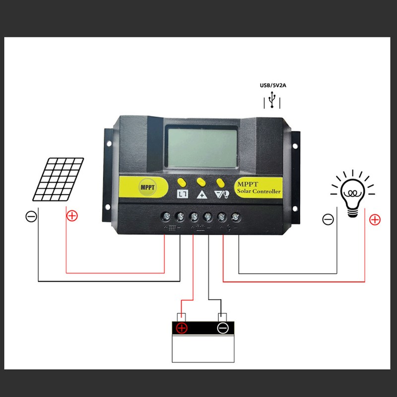 Solar Controller MPPT 12V 24V LCD Display Comprehensive Protection Functions