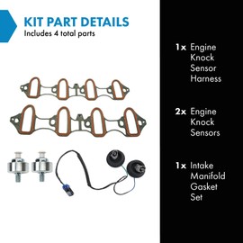 TRQ Knock Sensor Harness Intake Manifold Gasket Kit Set 4pc for Silverado Sierra New
