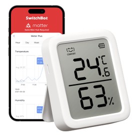 SwitchBot Thermometer Hygrometer, Bluetooth Indoor Humidity Meter for Home, Temperature Sensor with App Control, Large LCD Display, Notification Alerts, 2-Year Data Storage Export
