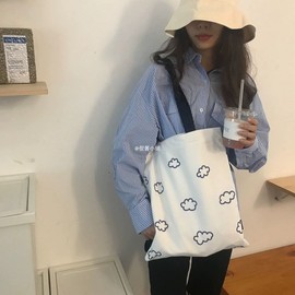 Creative Polka Dot Love Canvas Eco-Bag - Cute Single Shoulder Tote Free Size / Xiaobaiyun 10ea