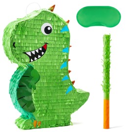 Dinosaur Pinata with Plastic Bat and Paper Blindfold（15.5H X 10.5W X 3D), Cinco De Mayo Party, Dinosaur Animal Theme Parties Decorations, Indoor or Outdoor fiesta