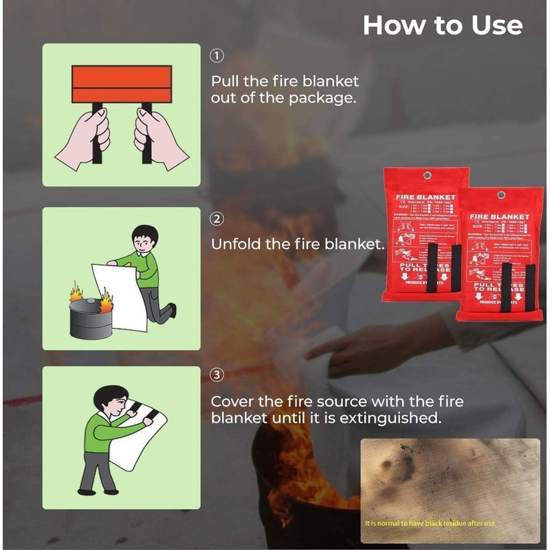 Namvo Fire Blanket, 1m*1m Suppression Flame Retardant Safety Blanket for