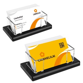LIANHELILAI 2Pack Acrylic Business Card Holder Black Enlarged Holds 120 Cards for Office/Exhibition/Restaurant Desk/Counter Display Name Card Organizer Stand