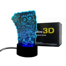 Z ZILLION CRAFT Sponge Bob Cartoon Shape 3D Creative Illusion Lamp. USB Cord or Battery Supported with Multi Color Changing Touch Sensor Mode. Best Home Decor and Kids Bed Room lamp as Toy or Gift.