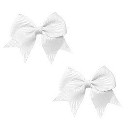 2 Pcs Mini Hair Bow Barrettes, Ribbon Bow Clips for Little Girls, Cute White Accessories, Hypoallergenic Design, No-Dangle Stylish Hair Clips for Baby Girls and Toddlers (White）