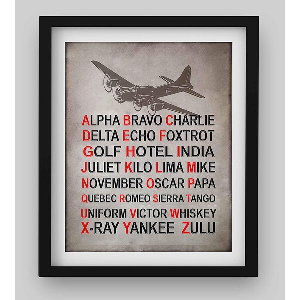 "Alpha Bravo Charlie"- Military Alphabet Poster Print- 8 x 10" Retro Military Wall Decor Image- Ready To Frame. NATO Phonetic Alphabet Home-Office Decor. Perfect Gift for Man Cave-Garage-Bar-School.
