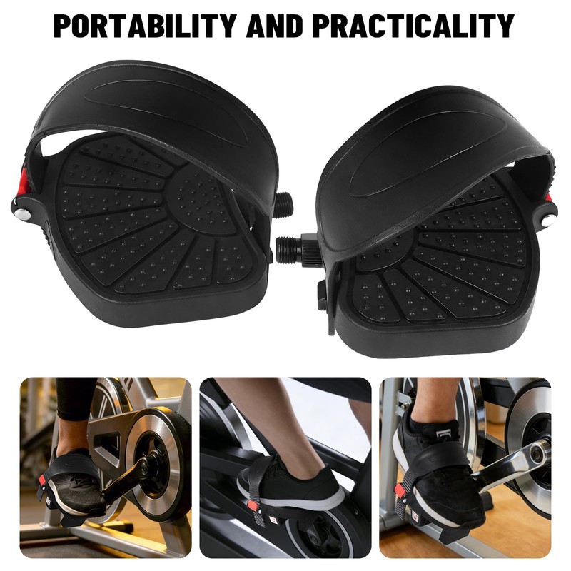 Nezylaf Exercise Bike Pedals with Straps - 9/16" Dual Compatibility