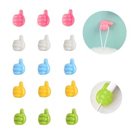 FHGLER Pack of 15 Hand Gesture Hooks, Thumb Hooks, Mini Thumb High Holder, Multifunctional Wall Hook, Cable Clips for Desk, Power Cable, Car, Wall Storage