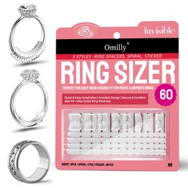 Ring Sizer Adjuster for Loose Rings, 60 Piece Set with 3 Styles (Spiral Coils, Ring Guards, Sizing Strips), Silicone Ring Guards Fits Ring Widths 1-10mm, Invisible Resizing Solution for Women & Men