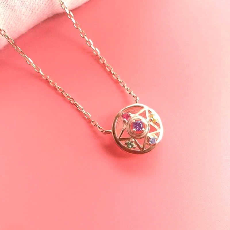 Sailor Moon Necklace Women's Key of Time Crystal Star Compact