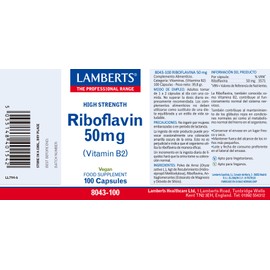 Lamberts Riboflavin 50mg Capsules – High Strength Vitamin B2 – 100 Vegan Capsules