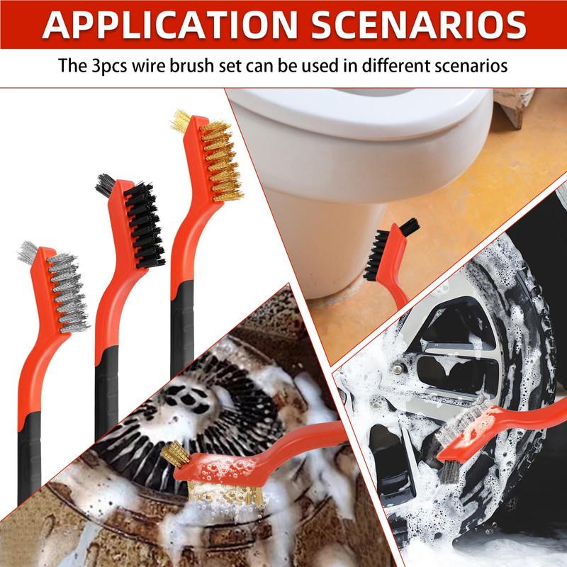 IEGREMAR IEGREMAR 3pcs Wire Brushes for Cleaning Rust, Upgrade Wire