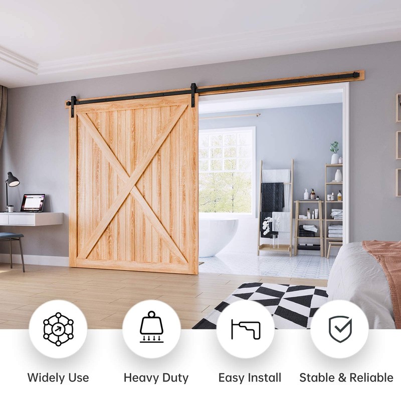 EaseLife 12 FT Sliding Barn Door Hardware Track Kit,Basic J