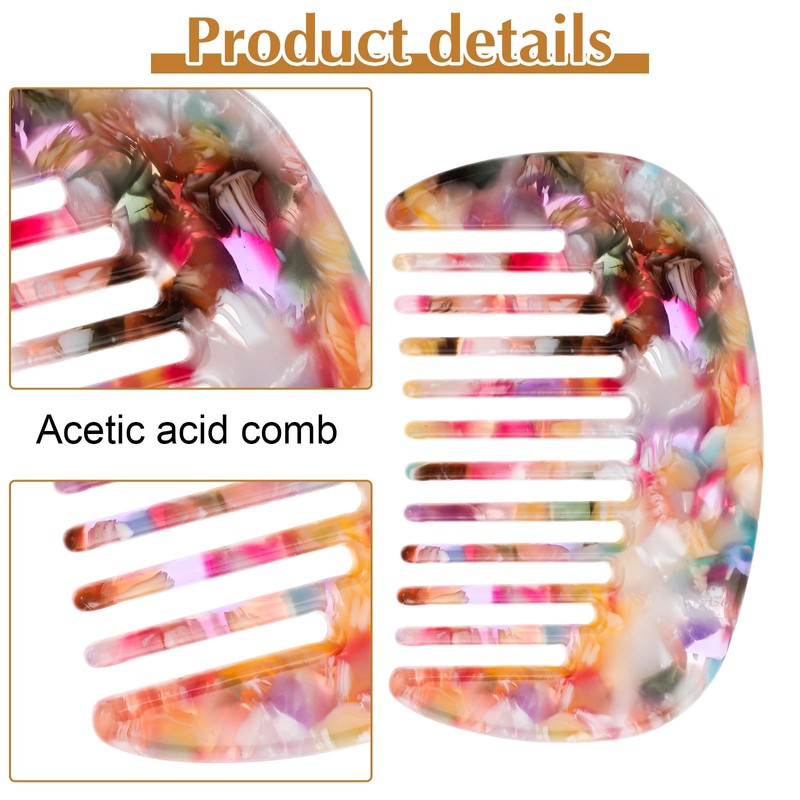 2PCS Mini Hair Comb Wide Tooth, Acetate Hair Detangling Comb