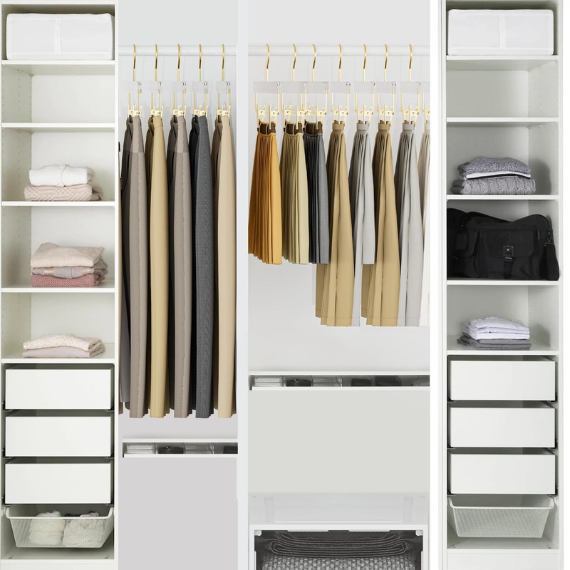 Acrylic Gold Pants Hangers with Adjustable Clips 10 Pack, Non-Slip