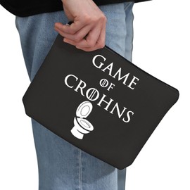 G2TUP Crohns Disease Awareness Gift Game of Crohns Makeup Bag Colitis Warrior Cosmetic Bag Chronic Illness Gift Purple Ribbon Gift (Game of Crohns MB)