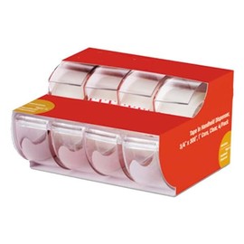 1InTheOffice Tape Rolls Dispenser, Handheld Tape Dispenser, Invisible Tape, Refillable, 1” Core, 3/4" x 300", Clear, 4 Pack