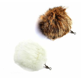 Kats'N Us Cat Teaser Wand Refill Rabbit Fur Pom Pom Cat Toy - Jumbo White