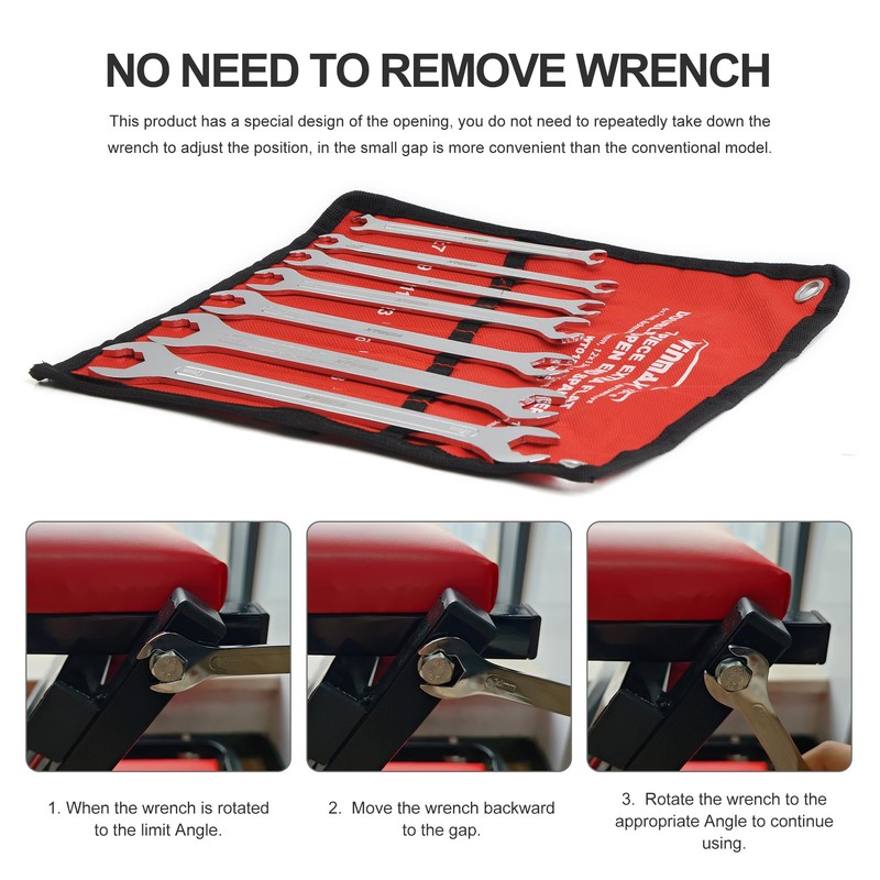 WINMAX TOOLS AUTOMOTIVE Open End Ratcheting Wrench Set, 7PCS Metric
