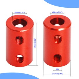 Aopin 6mm to 6mm Red Rigid Couplings Set Screw Shaft Stepper Motor, Length 20mm / 0.79" Motor Coupler Connector Rigid with for 3D Printer, RC Robot, Car Model Shaft, CNC Machine, DIY Encoder 2 Pcs
