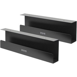 VIVO - Bandejas de gestión de cables para debajo del computadora, 42 cm, soportes para regletas de alimentación, organizadores de cables, domadores de cables para oficina y hogar, negro, paquete de 2,