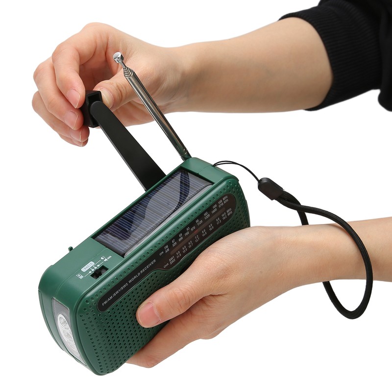 Hand Crank Solar Radio AM FM SW1 SW2 Camping LED