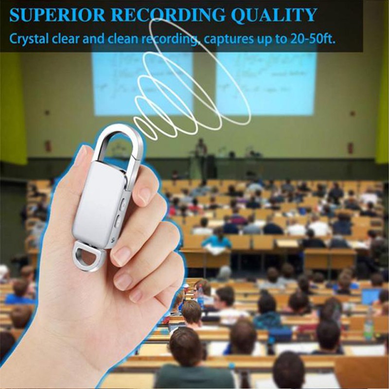 Voice Recorder HD Noise Reduction HiFi MP3 Player Keychain Voice