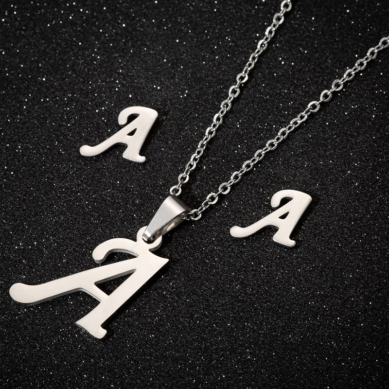 4 Pack Stainless Steel Initial A Necklace for Women Letter