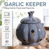 Ceramic Garlic Keeper Storage Holder Jar with Lid, Kitchen Countertop