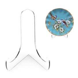 Boloyo 60-Degree Angle Acrylic Plate Stand, 4.5 Inch 5PC Clear Acrylic Display Easel, Clear Tablet Holder for Displaying,4.5" H x 4.5" W x 3.5" D (5 Pack)