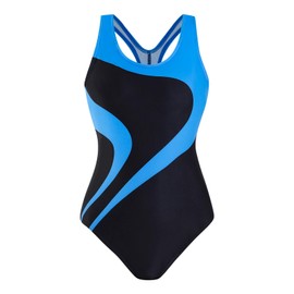 OXUBOAO Girls Swimming Costume Kids One Piece Swimsuits Race Back Rash Guard Swim Training Bathing Suit (Blue,12-13T)