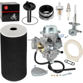 Carburetor Carb and Fuel Valve Petcock + Lever + Air Filter Foam + Intake Manifold For YAMAHA Grizzly 660 YFM660 2002-2008