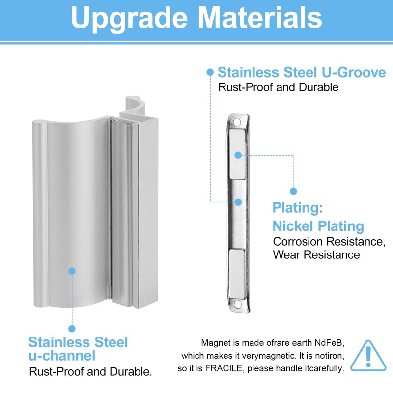 VYH 3-3/4" Aluminum Frameless Shower Door Handle with Metal Strike,