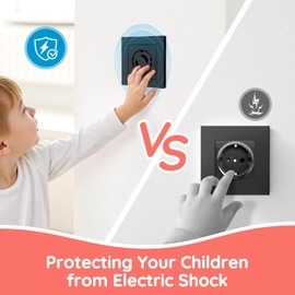 REDTRON 20 x Sockets Child Safety Sockets, Socket Safety Baby Toddlers, Protection Against Electric Shock, Socket Safety with Glue-Free, Black