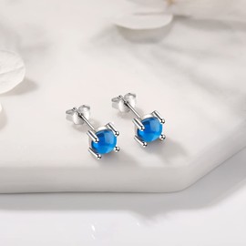 TIZU Sterling Silver 925 Earrings for Women Girls Birthstone Earrings CZ Unique Earrings Birthday Valentine's Day Mother's Day Gifts, Cubic Zirconia