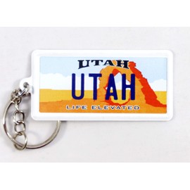 World By Shotglass Utah License Plate Aluminum Ultra-Slim Rectangular Souvenir Keychain 2.5" X 1.25"x 0.06"