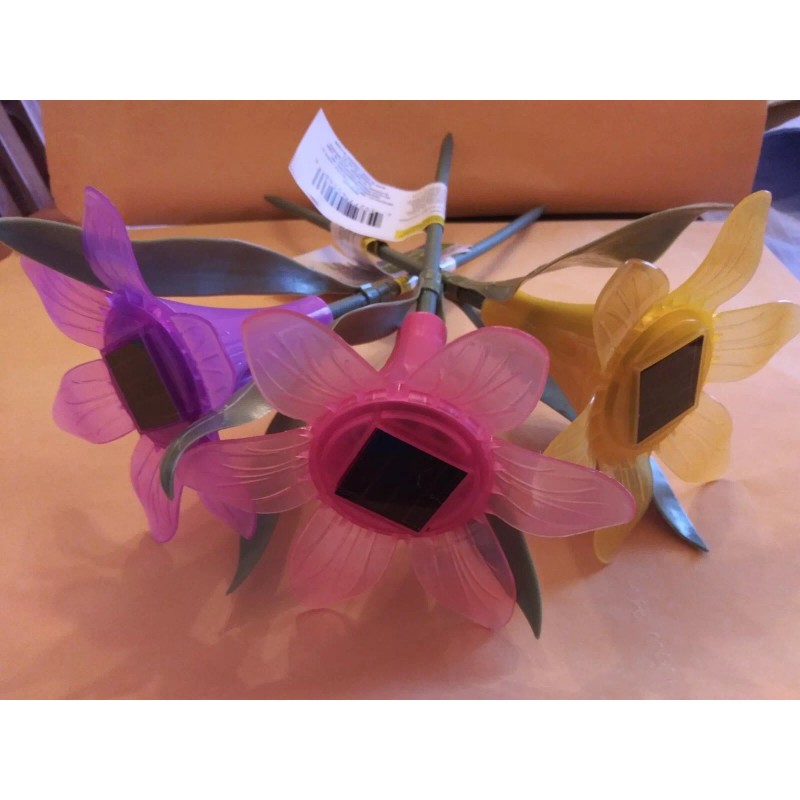 Garden Collection Floral Shaped LED Solar Stake Lights, 12.125 x