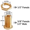Brass Thru-bulk Coupler 3/8" NPT Female x 1/2" Male Bulkhead,