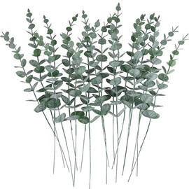 Cabilock 24Pcs Eucalyptus Stems Artificial Eucalyptus Leaves Vase Decors Fake Greenery Branches Leaves Branch for Wedding Centerpiece Household Decorations