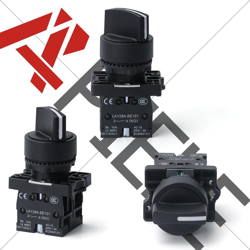 APIELE 2PCS 22MM 3 Position Selector Switch Momentary 1NO1NO LA139A-ED53