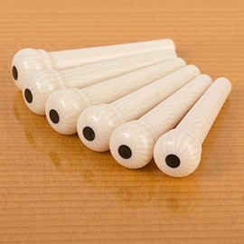 Waverly Ivoroid Guitar Bridge Pins with Black Dot Inlay, Unslotted, Set of 6