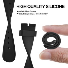 ANNEFIT Watch Band, Silicone Quick Release Soft Rubber Replacement Watch Strap 20mm with Rose Gold Buckle (Black)