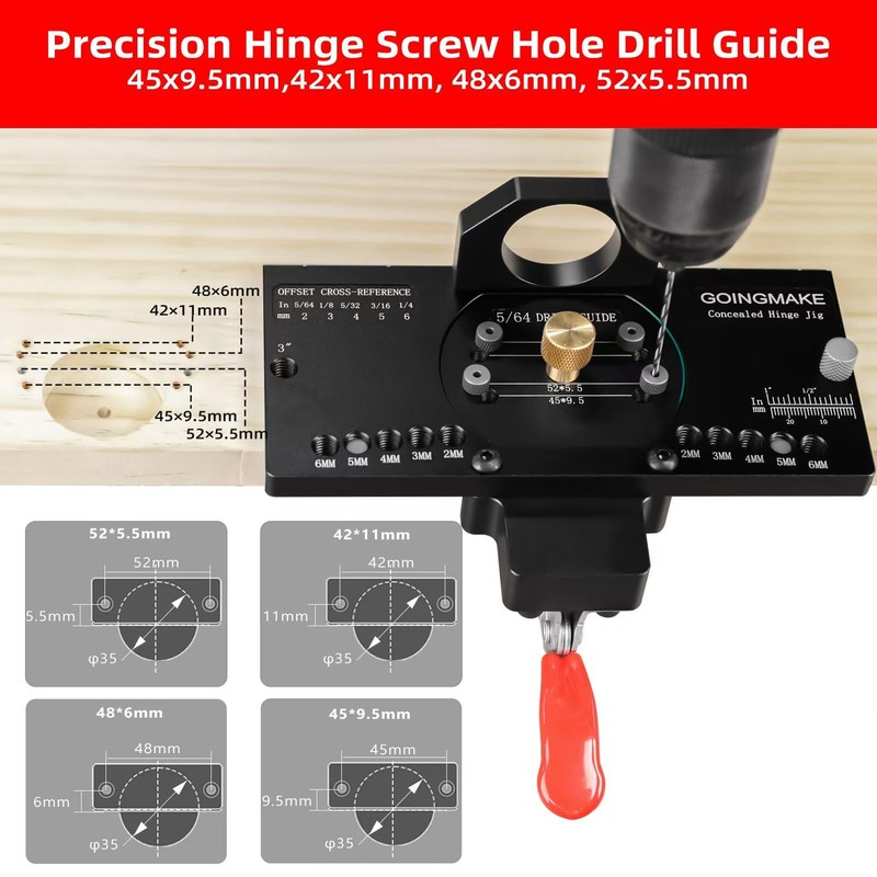 GOINGMAKE Metal Concealed Hinge Jig with Quick Clamp and Dust
