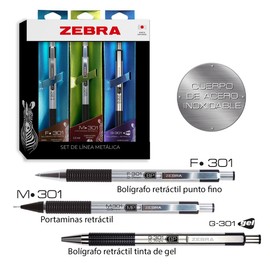 Zebra set de regalo bolígrafos y portaminas metálicos F-301 + M-301 + G-301